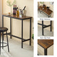 Smart FENDEE 3-Piece Bar Table Bistro Pub Dining Table and PU Upholstered Stools for Kitchen,Brown