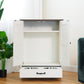 Smart FENDEE Dog Feeding Station Food Storage Cabinet with Hidden Dog Bowls and Hooks,White