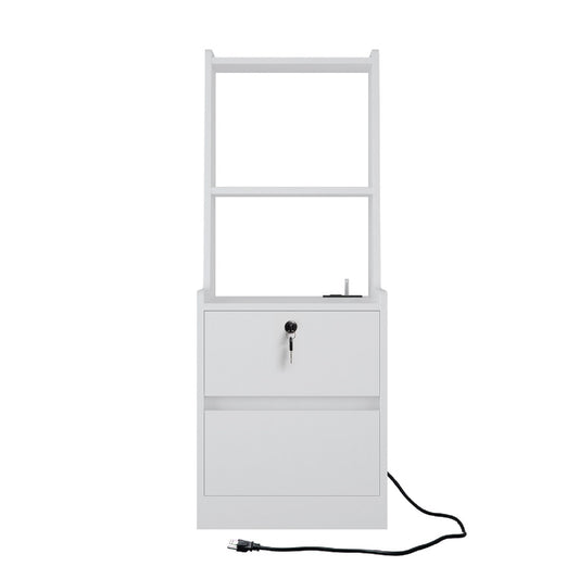 Algherohein Tall Nightstand with Charging Station and Night Light,End Tables with 2 Drawers