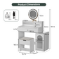 Smuxee White Vanity Set with Mirror and Lights,Makeup Vanity with Drawer and Glass Cabinet