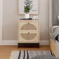 Smart FENDEE Wood Nightstand with 2 Rattan Drawers Bedside Table for Adult, Bedroom