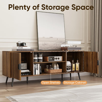 Semiocthome 63" TV Stand with 2 Cabinets and Adjustable Shelf