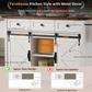 Algherohein Kitchen Island Cart with 2 Sliding Door and 3 Drawer,Storage Microwave Cart