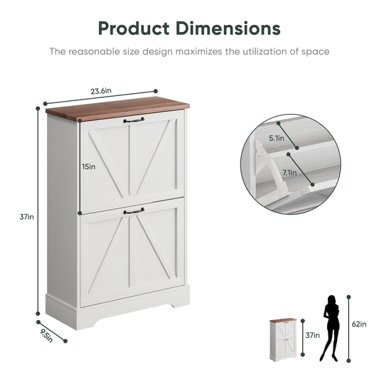 Smuxee Shoe Storage Cabinet Rack Organizer with 2 Flip Drawers,Shoe Rack for Entryway