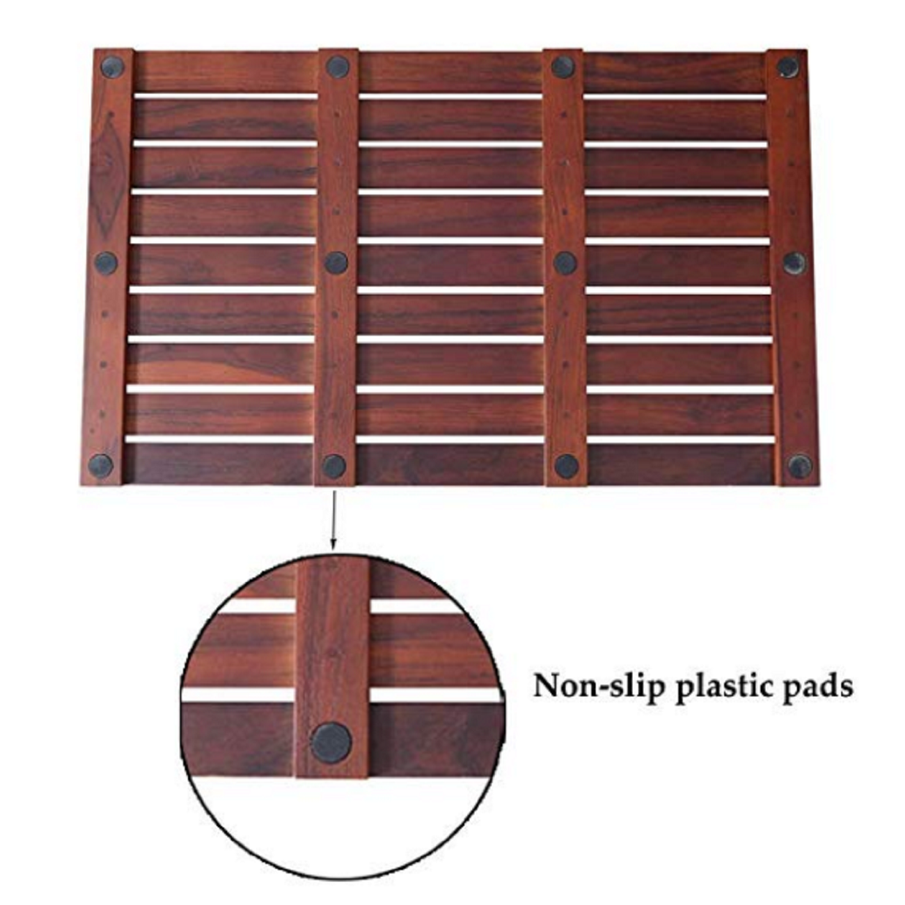 Smuxee Teak Wood Bath Shower Mat,Non Slip Bathtub Mat