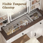 Smart FENDEE Farmhouse Makeup Vanity with Power Outlet,Glass Top,Sliding Mirror, Bedroom,White,Adult
