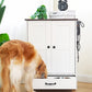 Smart FENDEE Dog Feeding Station Food Storage Cabinet with Hidden Dog Bowls and Hooks,White