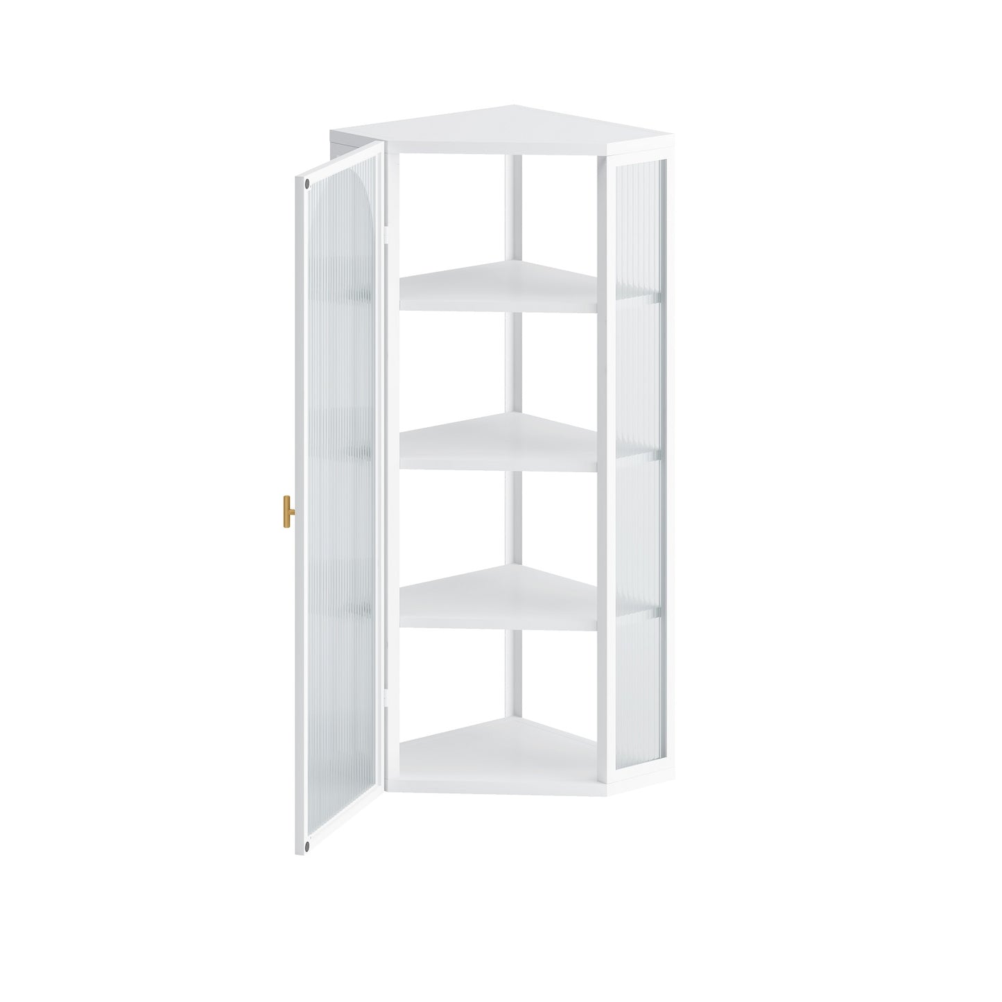 Smuxee Glass Bathroom Cabinet Storage with 4 Bathroom Shelf,Wall Corner Cabinet,White