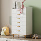 Semiocthome Modern 6 Drawer Dresser Chest of Drawer Storage Cabinet with Handle for Bedroom in White