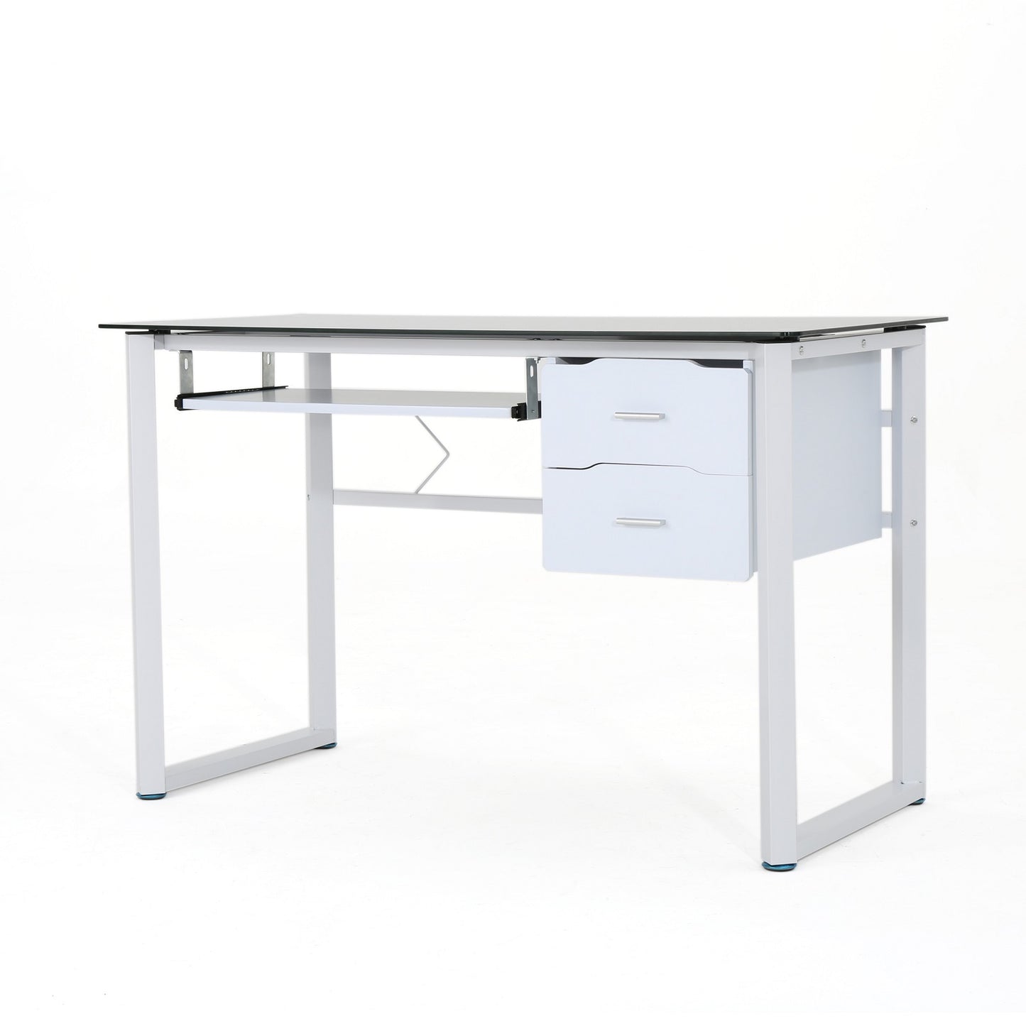 Algherohein Simple Computer Desk for Small Area with Keyboard Tray and 2 Drawers