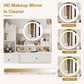 Smuxee Modern Vanity Set with Mirror and Cushioned Vanity Chair,Makeup Vanity for Bedroom,White