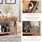 Algherohein Farmhouse Console Table with 3 Drawer and Shelf,Storage Entryway Table,Brown