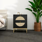 Smart FENDEE Wood Nightstand with 2 Rattan Drawers Bedside Table for Adult, Bedroom