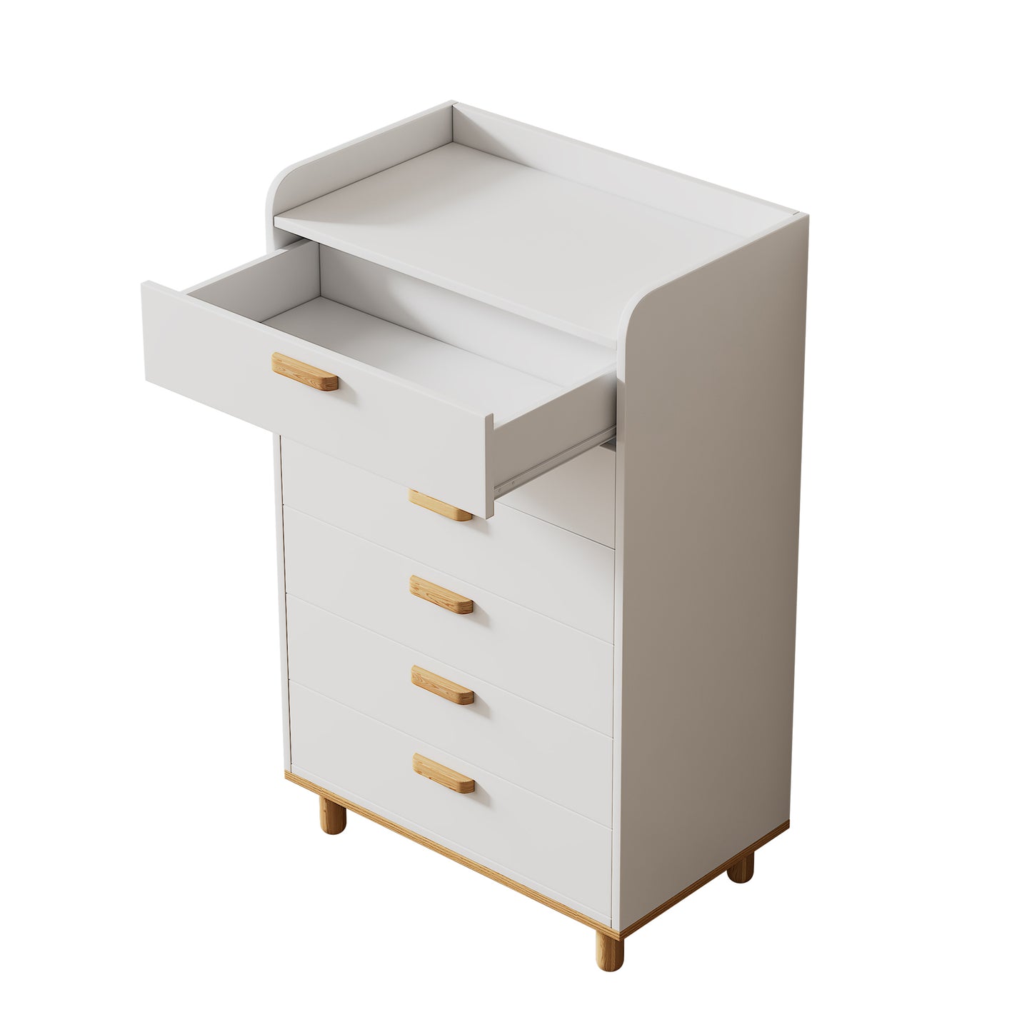Semiocthome Modern 6 Drawer Dresser Chest of Drawer Storage Cabinet with Handle for Bedroom in White