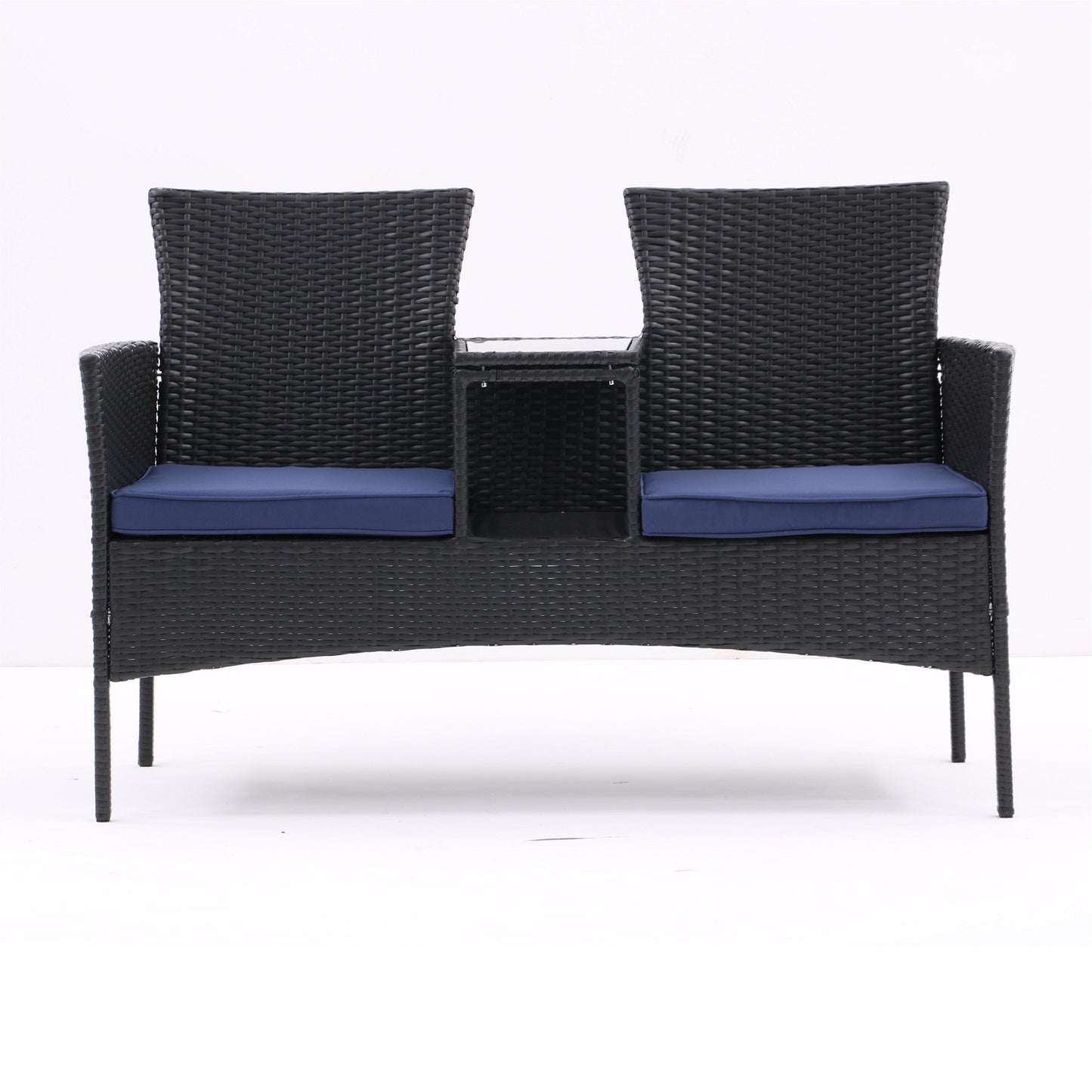 Algherohein Wood Outdoor Couch Seating 2-seat Set,20.5in W Patio Sofa with Coffee Table