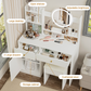 Smuxee Modern Vanity Set with Mirror and Cushioned Vanity Chair,Makeup Vanity for Bedroom,White