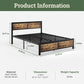 Algherohein Metal Bed Frame with Headboard Wood,No Box Spring Needed