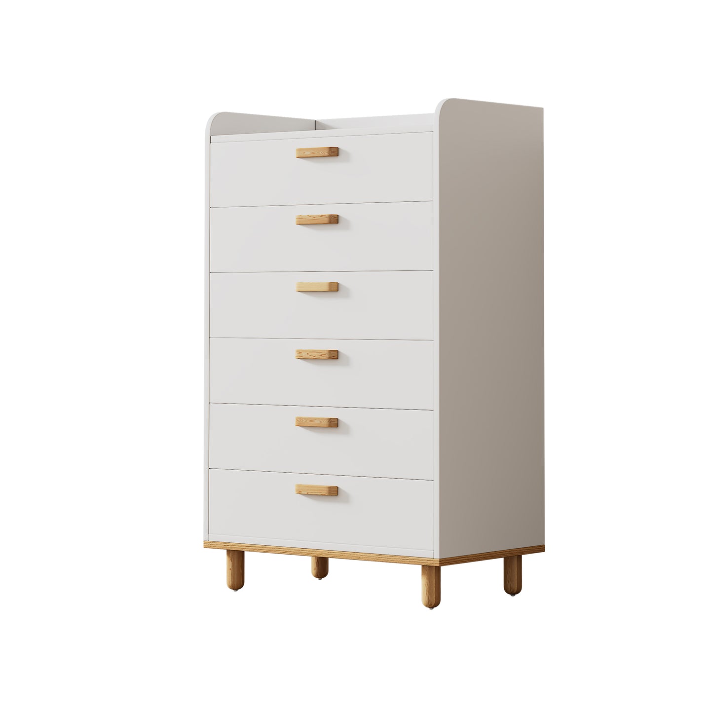 Semiocthome Modern 6 Drawer Dresser Chest of Drawer Storage Cabinet with Handle for Bedroom in White