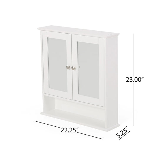 Semiocthome Medicine Cabinet Bathroom Wall Cabinet with Storage Mirror and Adjustable Shelves, White