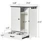 Smart FENDEE Dog Feeding Station Food Storage Cabinet with Hidden Dog Bowls and Hooks,White
