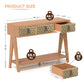 Algherohein Farmhouse Console Table with 3 Drawer and Shelf,Storage Entryway Table,Brown