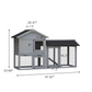 Algherohein Wire Mesh Wood Chicken Coop with Roof and Run Space,Outdoor Rabbit Hutch Hen House,Gray