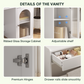 Smuxee White Vanity Set with Mirror and Lights,Makeup Vanity with Drawer and Glass Cabinet