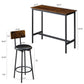 Smart FENDEE 3-Piece Bar Table Bistro Pub Dining Table and PU Upholstered Stools for Kitchen,Brown