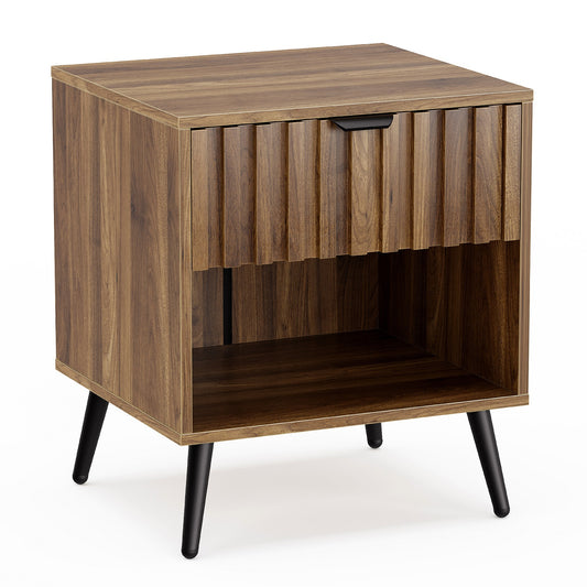 Smuxee Modern Nightstand for Bedroom with Fluted Drawer,Drawer End Tables for Living Room