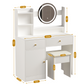 Smuxee Modern Vanity Set with Mirror and Cushioned Vanity Chair,Makeup Vanity for Bedroom,White