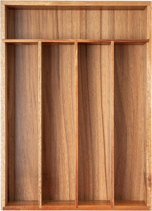 Semiocthome Acacia Wood Silverware Organizer Kitchen Storage Drawers Utensil Holder