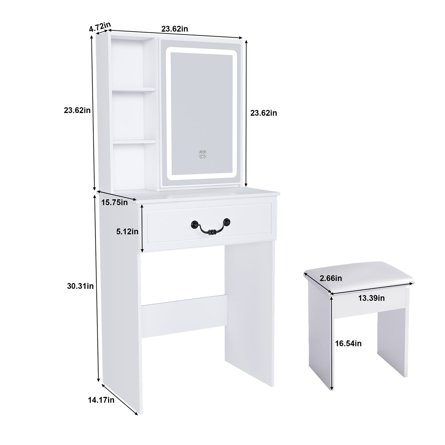 Smart FENDEE Makeup Vanity Desk with Mirror Lights