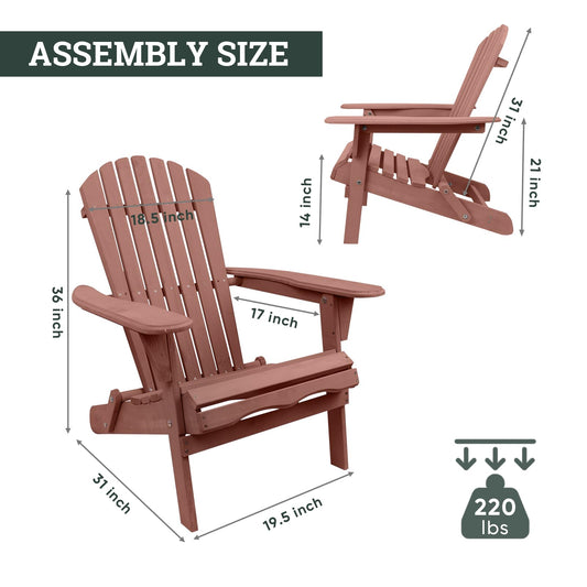 Semiocthome Folding Wood Adirondack Chair Set of 2,Outdoor Chair for Patio