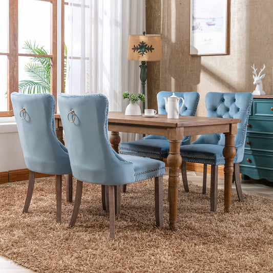 Semiocthome Modern Tufted Dining Chair Set of 2,Velvet Chair with Rivets, Dining Room