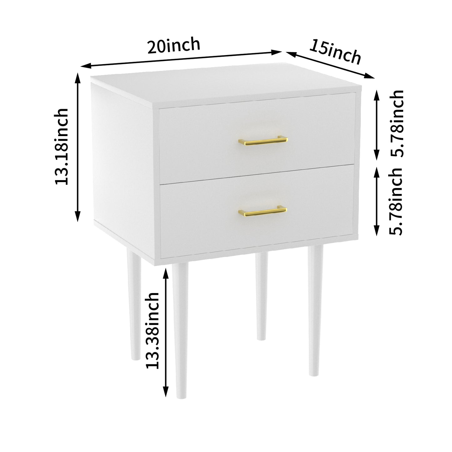 Smuxee Classic Nightstand with 2 Drawer Black Bedside Table for Bedrooms