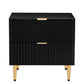 Nightstand with 2 Drawers & Golden Handle，Storage Bedside Table - Black