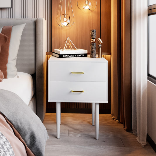Smuxee Classic Nightstand with 2 Drawer Black Bedside Table for Bedrooms