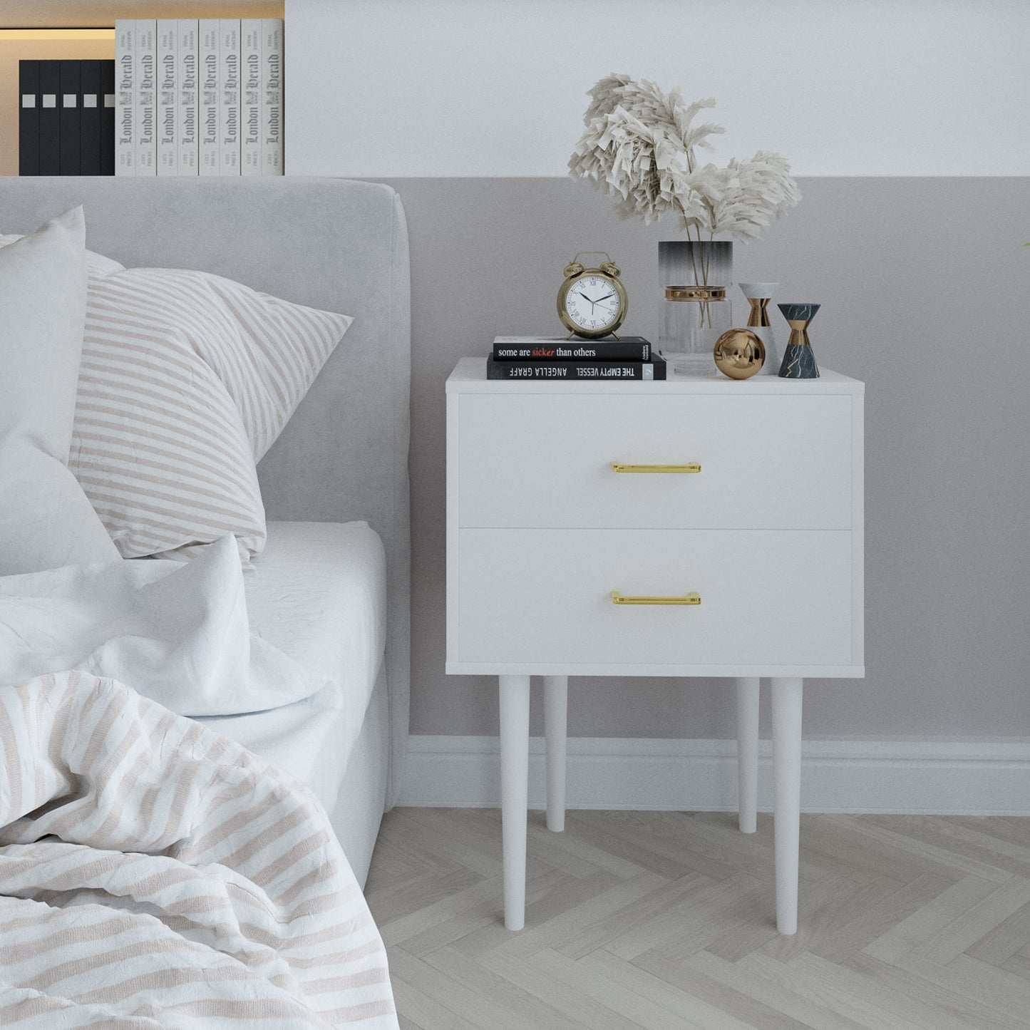 Semiocthome Modern 2 Drawers Nightstand,Bedside Table for Bedroom,Adult