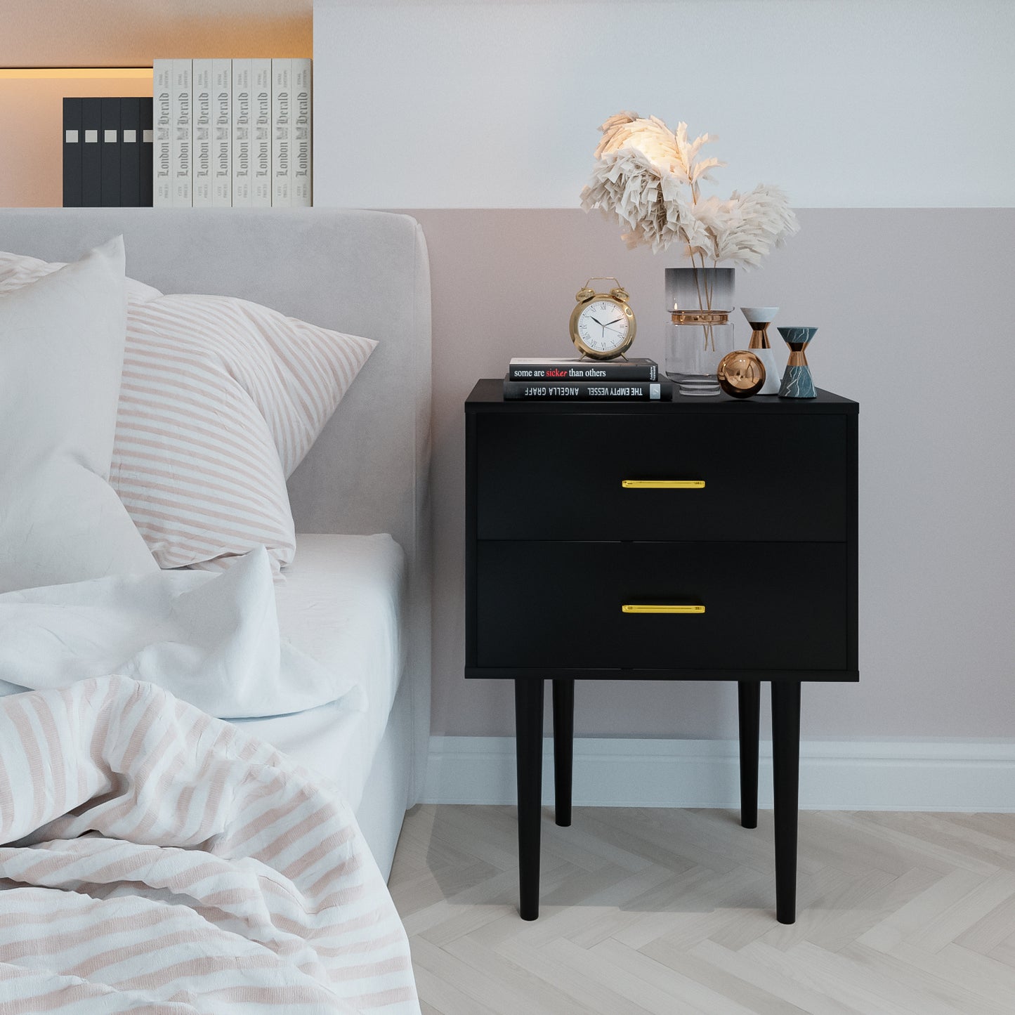 Semiocthome Modern 2 Drawers Nightstand,Bedside Table for Bedroom,Adult