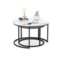 Modern Round Nesting Coffee Table Set 2pc Solid Metal Frame