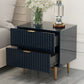 Nightstand with 2 Drawers & Golden Handle，Storage Bedside Table - Black