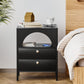 Algherohein Black Modern Nightstand 2 Drawers Beside Table for Bedroom