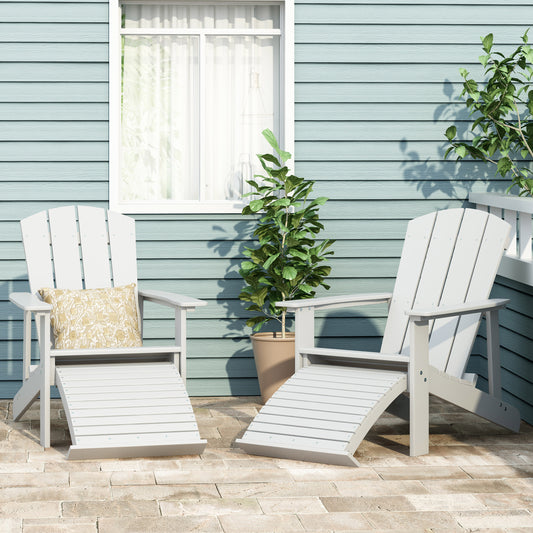 Smart FENDEE Foldable Wood Patio Chairs Set of 2 with Footrest