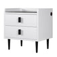 Nightstand with Wireless Charging Station,USB Charging and Adjustable LED Lights, Modern End Table with 2 Drawers for Bedroom,White