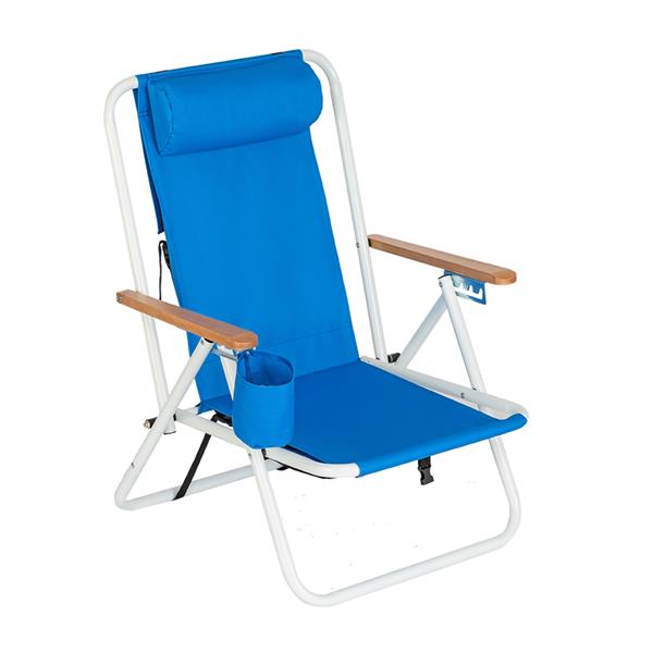 Semiochtome Portable High Strength Beach Chair with Adjustable Headrest Blue