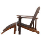 Outdoor Garden With Footstool Wooden Single Chair Carbonized Color