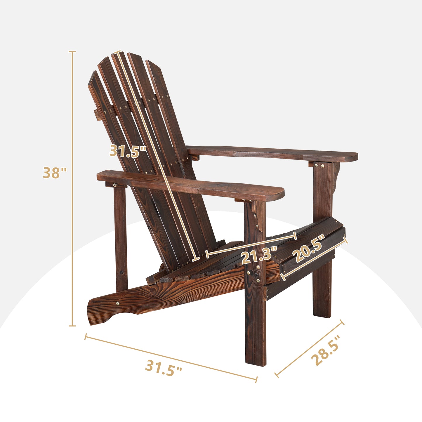 Outdoor Garden With Footstool Wooden Single Chair Carbonized Color