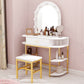Smuxee Modern Dressing Table Set with 10 LED Lights and Mirror ,Black