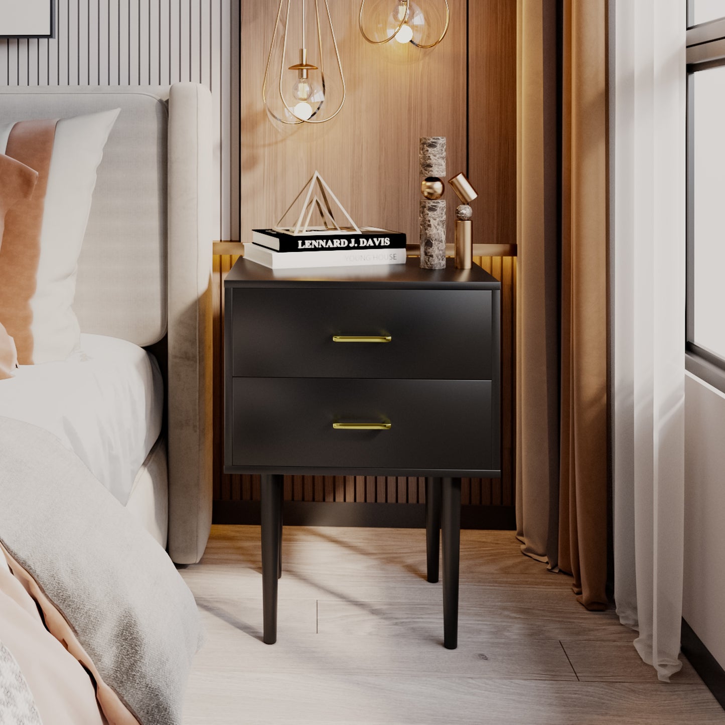 Semiocthome Modern 2 Drawers Nightstand,Bedside Table for Bedroom,Adult