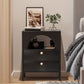 Algherohein Black Modern Nightstand 2 Drawers Beside Table for Bedroom
